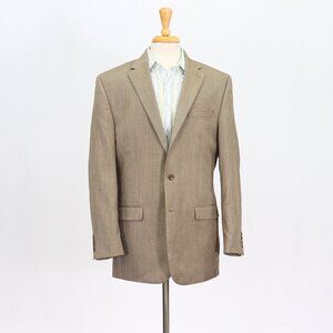 Chaps 42L Brown Blazer Sport Coat Jacket 2-Button Solid Y694